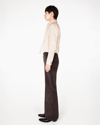 【REVURA レビュ―ラ】BRILLER PIN STRIPE SHIRTS - BROWN