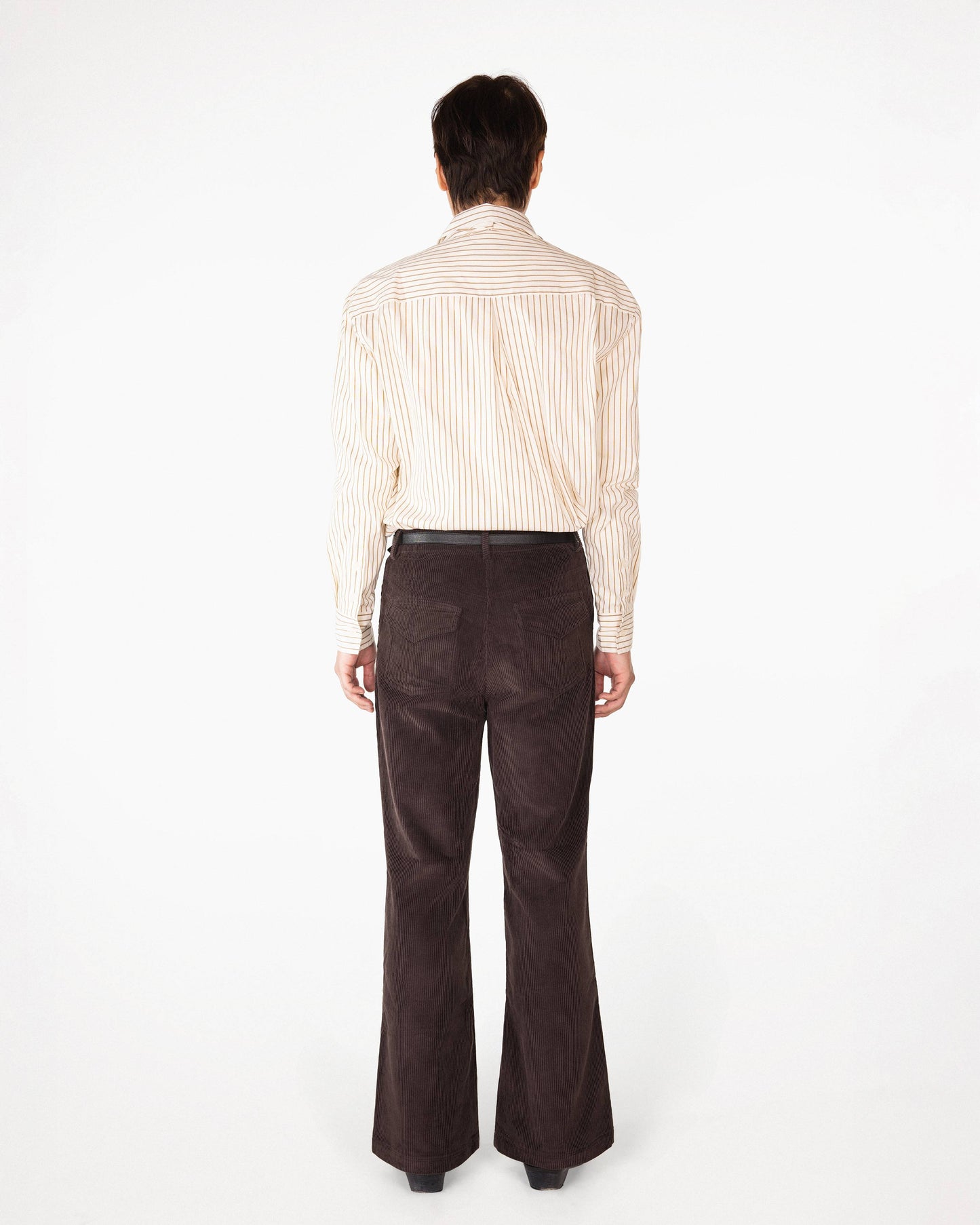 【REVURA レビュ―ラ】BRILLER PIN STRIPE SHIRTS - BROWN