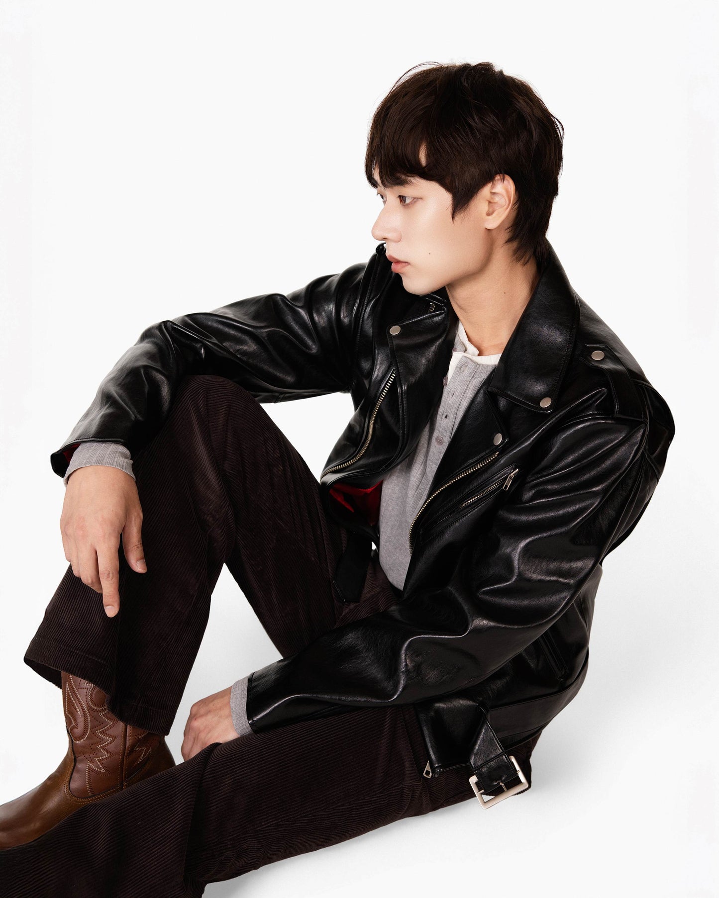 【REVURA レビュ―ラ】RÊVE COTTON MODAL RIBBED HENLEY SHIRTS - GRAY