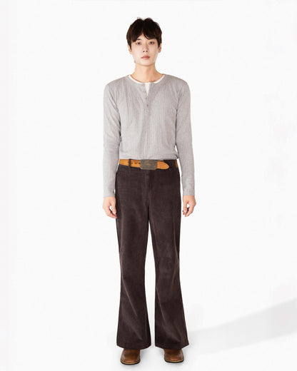 REVURA RÊVE COTTON MODAL RIBBED HENLEY SHIRTS - GRAY