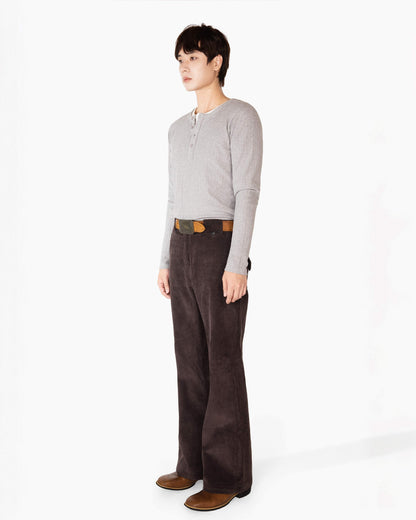 REVURA RÊVE COTTON MODAL RIBBED HENLEY SHIRTS - GRAY