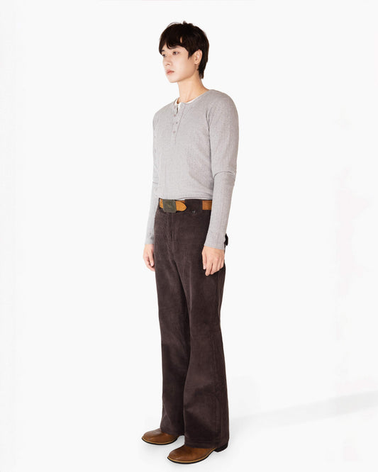 REVURA RÊVE COTTON MODAL RIBBED HENLEY SHIRTS - GRAY