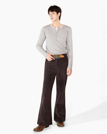 REVURA RÊVE COTTON MODAL RIBBED HENLEY SHIRTS - GRAY