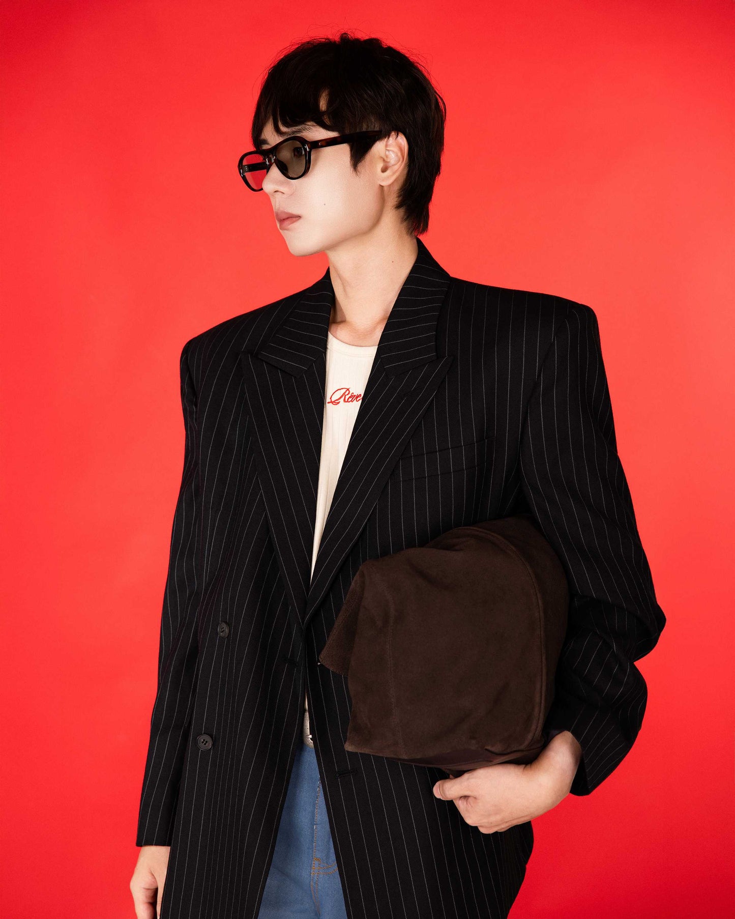 【REVURA レビュ―ラ】SERGE WOOL DOUBLE BREASTED JACKET - BLACK STRIPE