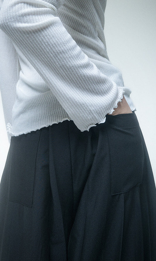 【Reculer レキュリー】Wide pleated pants Black