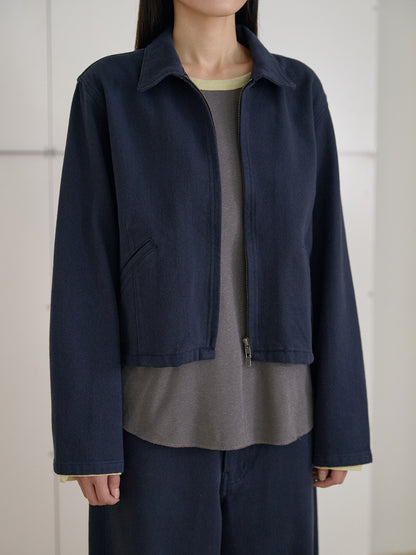 MARAN Cotton Twill Crop Jacket - Navy 商品画像18/21