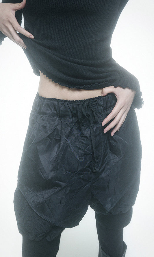 【Reculer レキュリー】Unbalanced leggings baggy pants Black