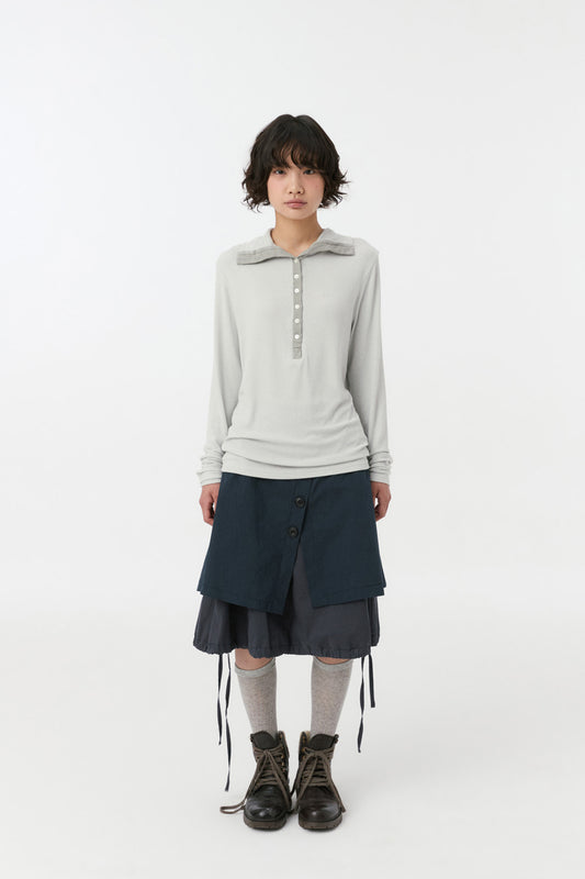 BUTTON SLIM LONG SLEEVE, LIGHT GRAY