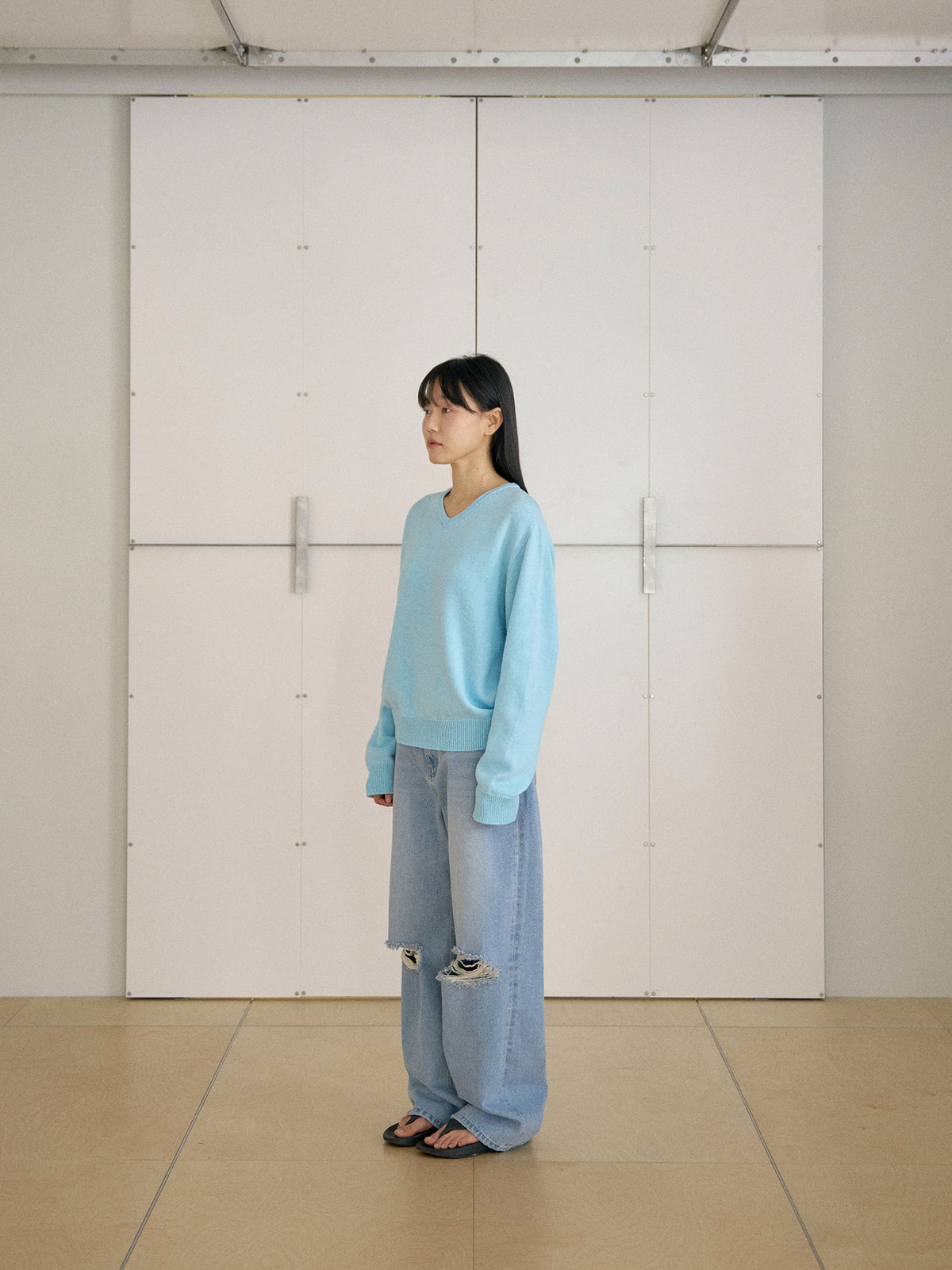 MARAN Knee Damage Denim Pants - Light Indigo 商品画像19/21