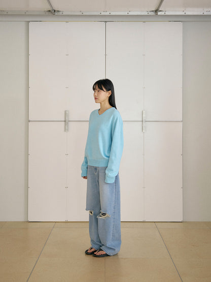 MARAN Knee Damage Denim Pants - Light Indigo 商品画像19/21