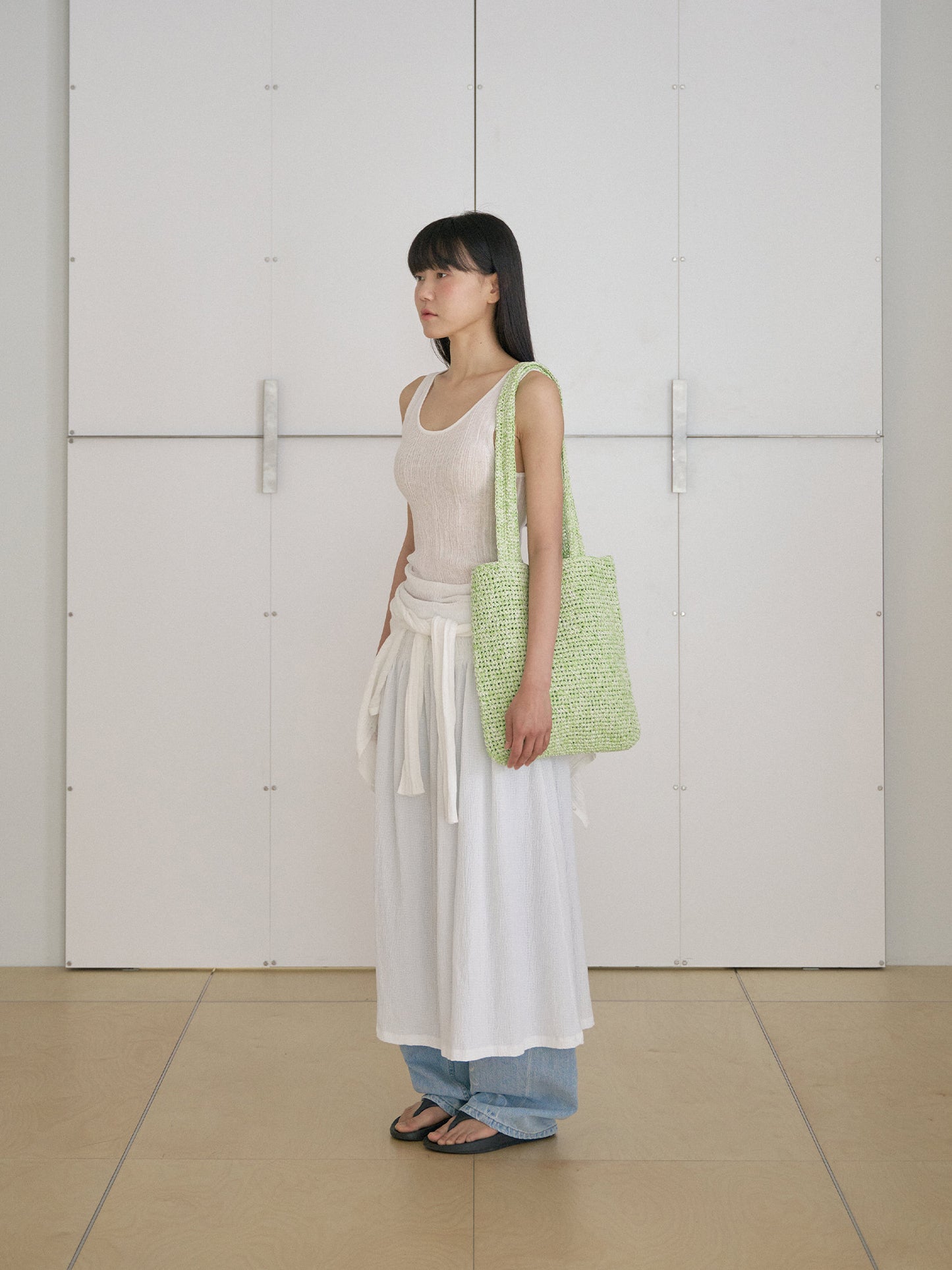 Handmade Paper Knit Bag - Green