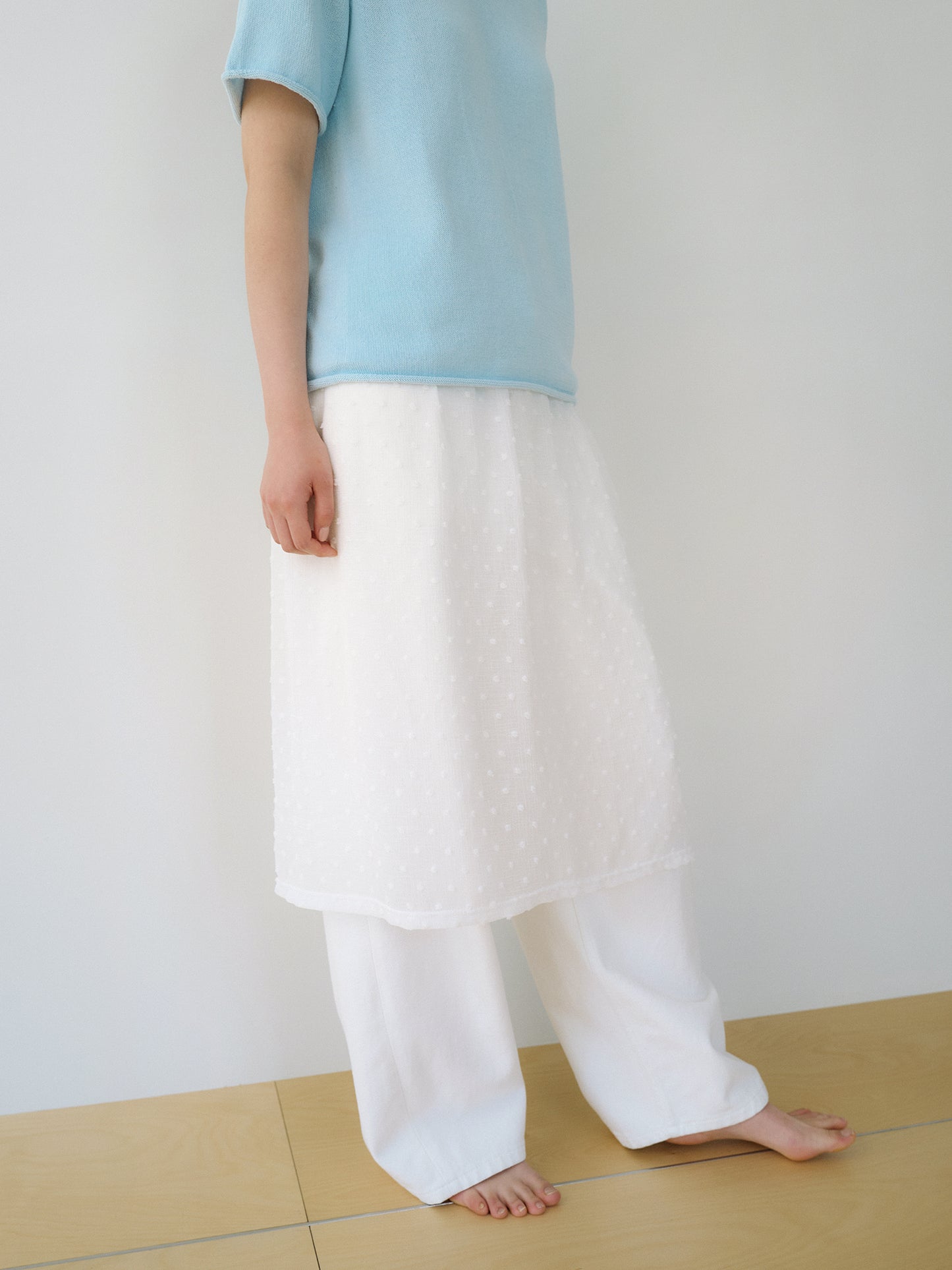 Dot Slit Skirt - Ivory
