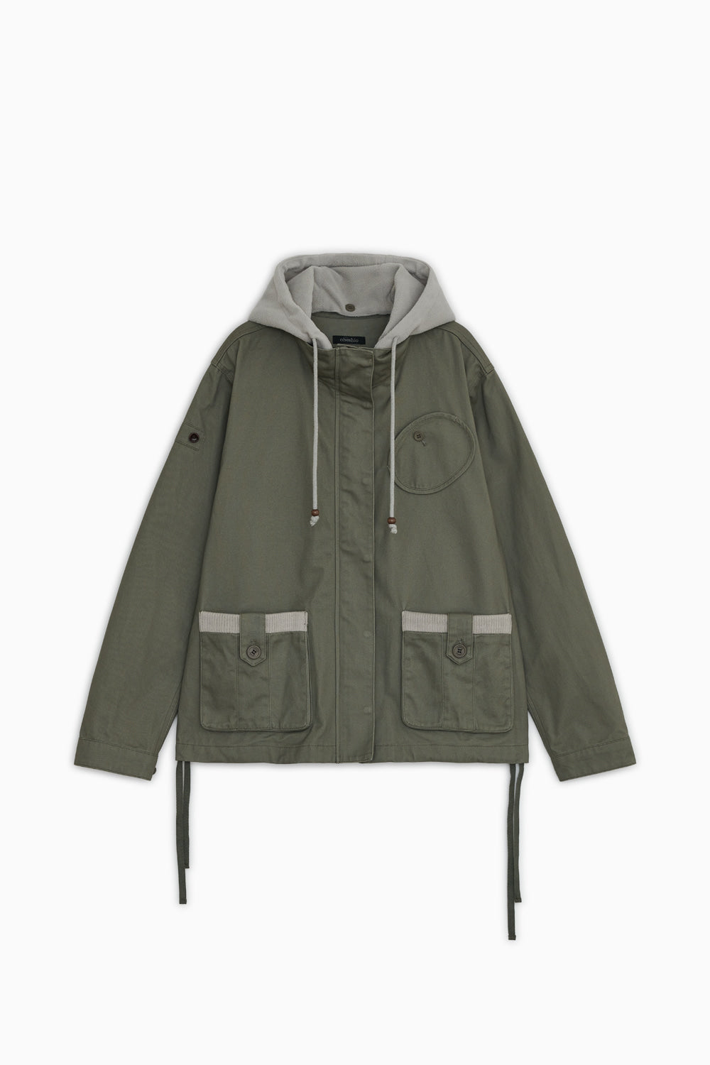 ROUND POCKET FISHTAIL JACKET, KHAKI
