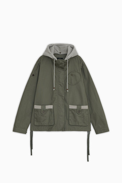ROUND POCKET FISHTAIL JACKET, KHAKI