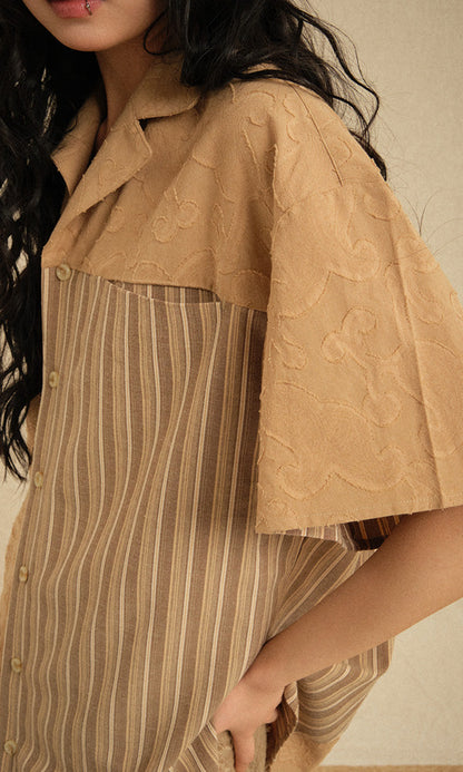 Ethnic Coloring Open Collar Shirt Beige (Ver. 26ss)