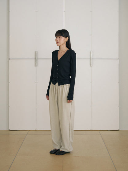 MARAN Wave V-neck Rib Cardigan - Black 商品画像15/21