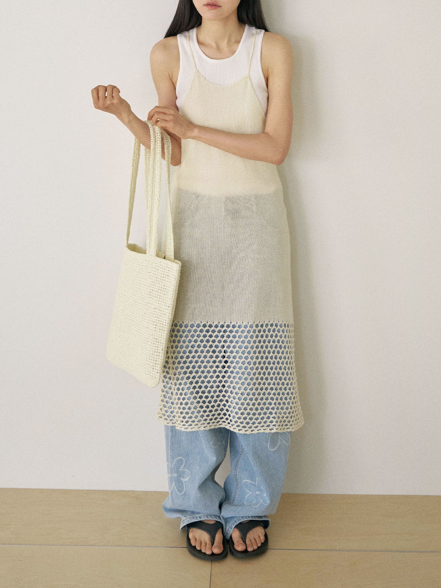 Handmade Paper Knit Bag - Ecru