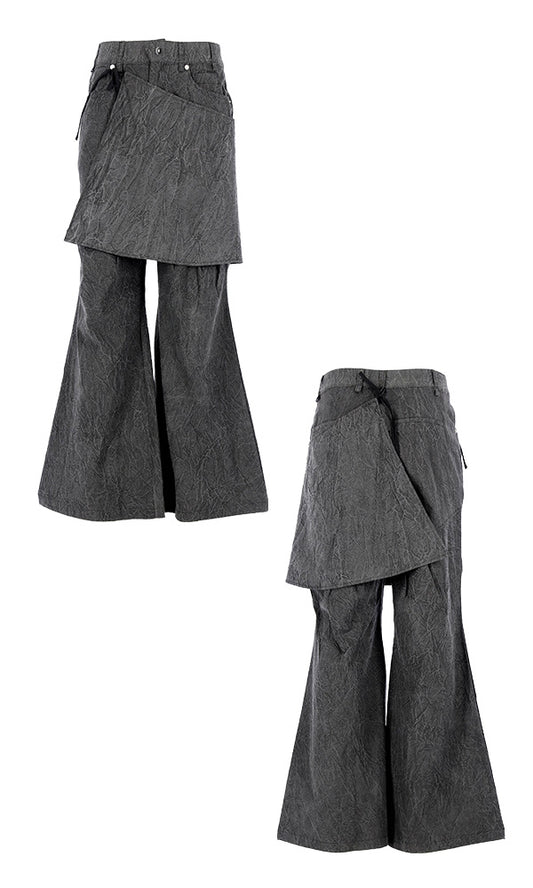 【Reculer レキュリー】Wrinkle Skirt pants Charcoal