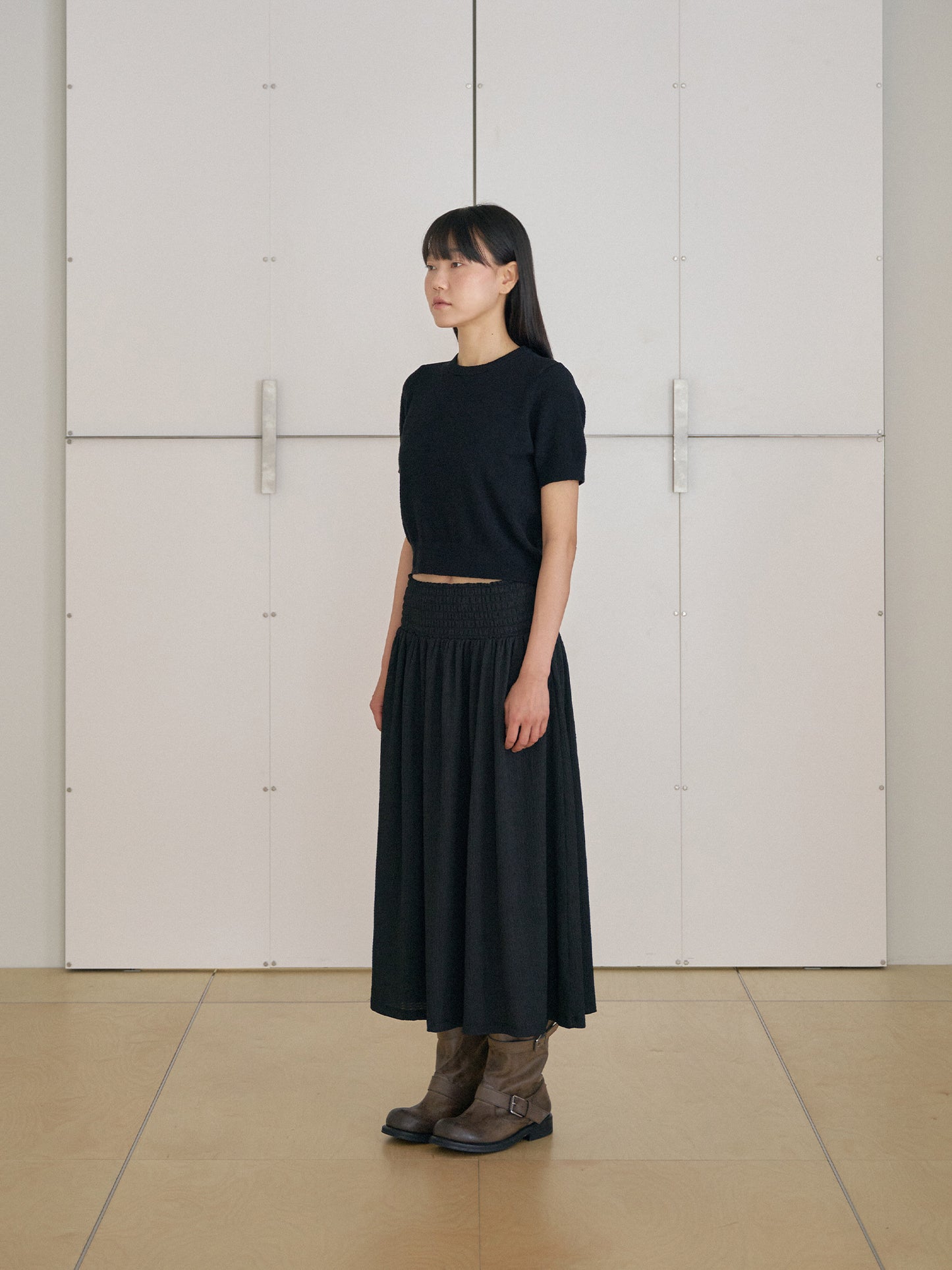 Boucle Round Half Sleeve - Black