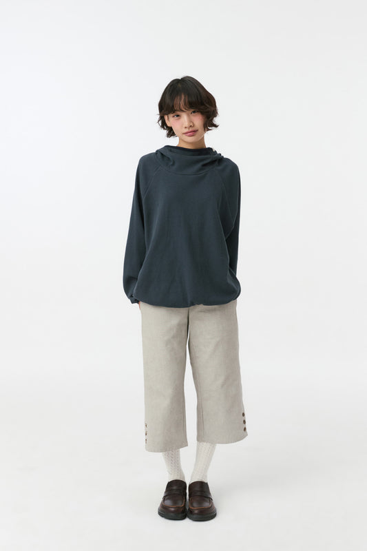 WAFFLE HOODED SWEATSHIRT, NAVY