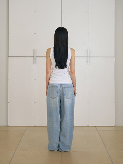 MARAN Curved Denim Pants - Light Indigo 商品画像20/21