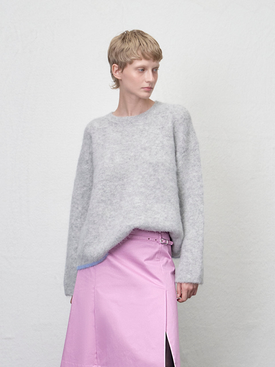 【ARIK. アリク AW】Shaula boxy alpaca knit jumper Melange Grey