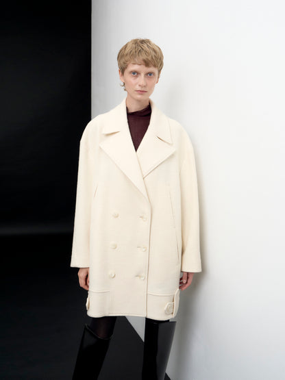 【ARIK. アリク AW】Anser boucle oversized pea coat Rice