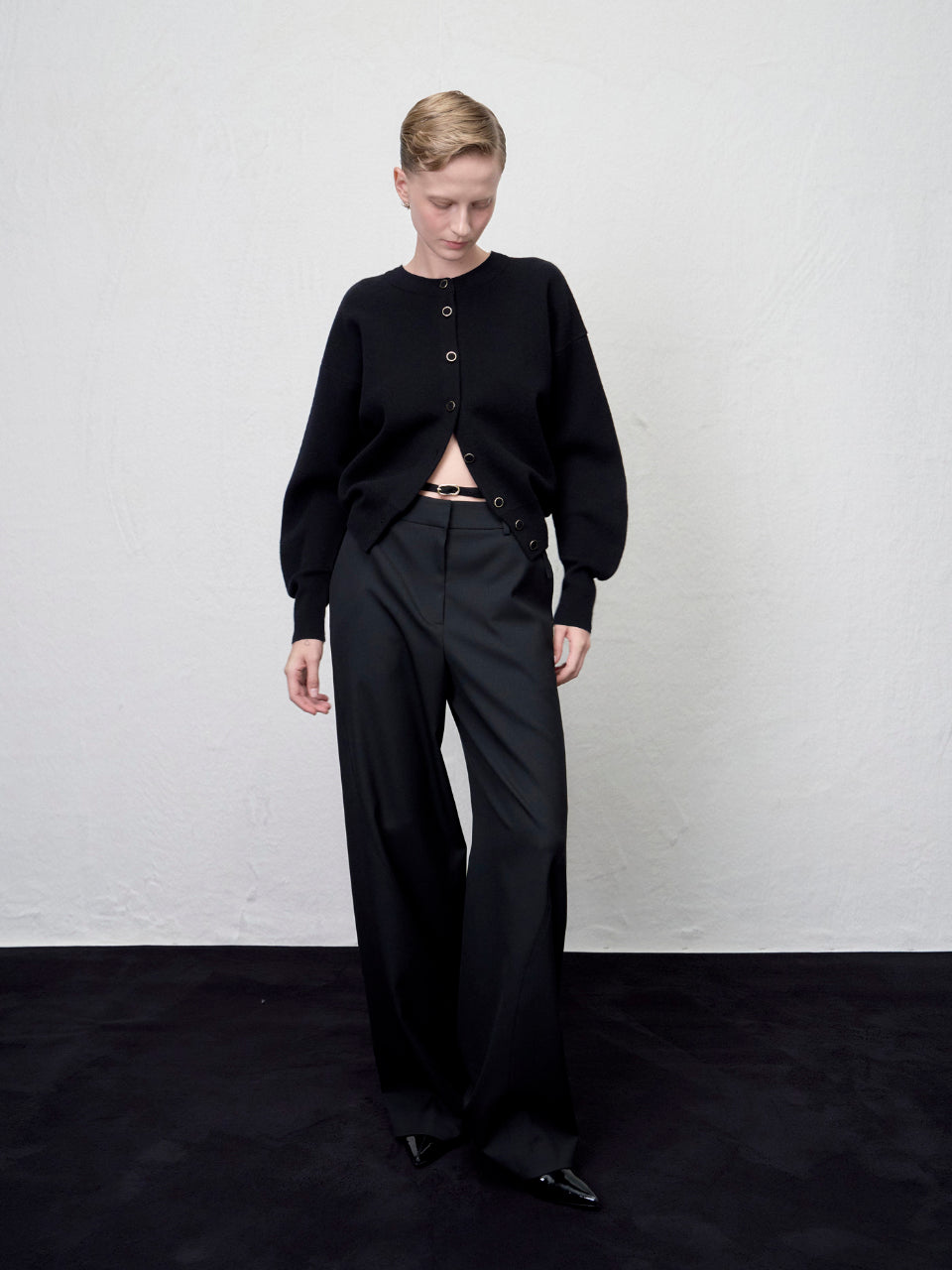 【ARIK. アリク AW】Asellus volume sleeve knit cardigan Black