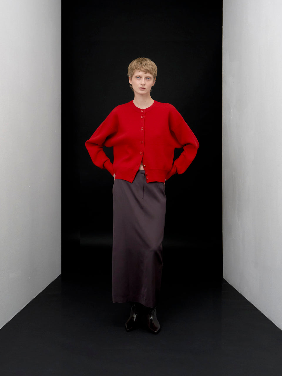 【ARIK. アリク AW】Lyra satin maxi skirt Plum Brown