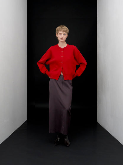 【ARIK. アリク AW】Lyra satin maxi skirt Plum Brown
