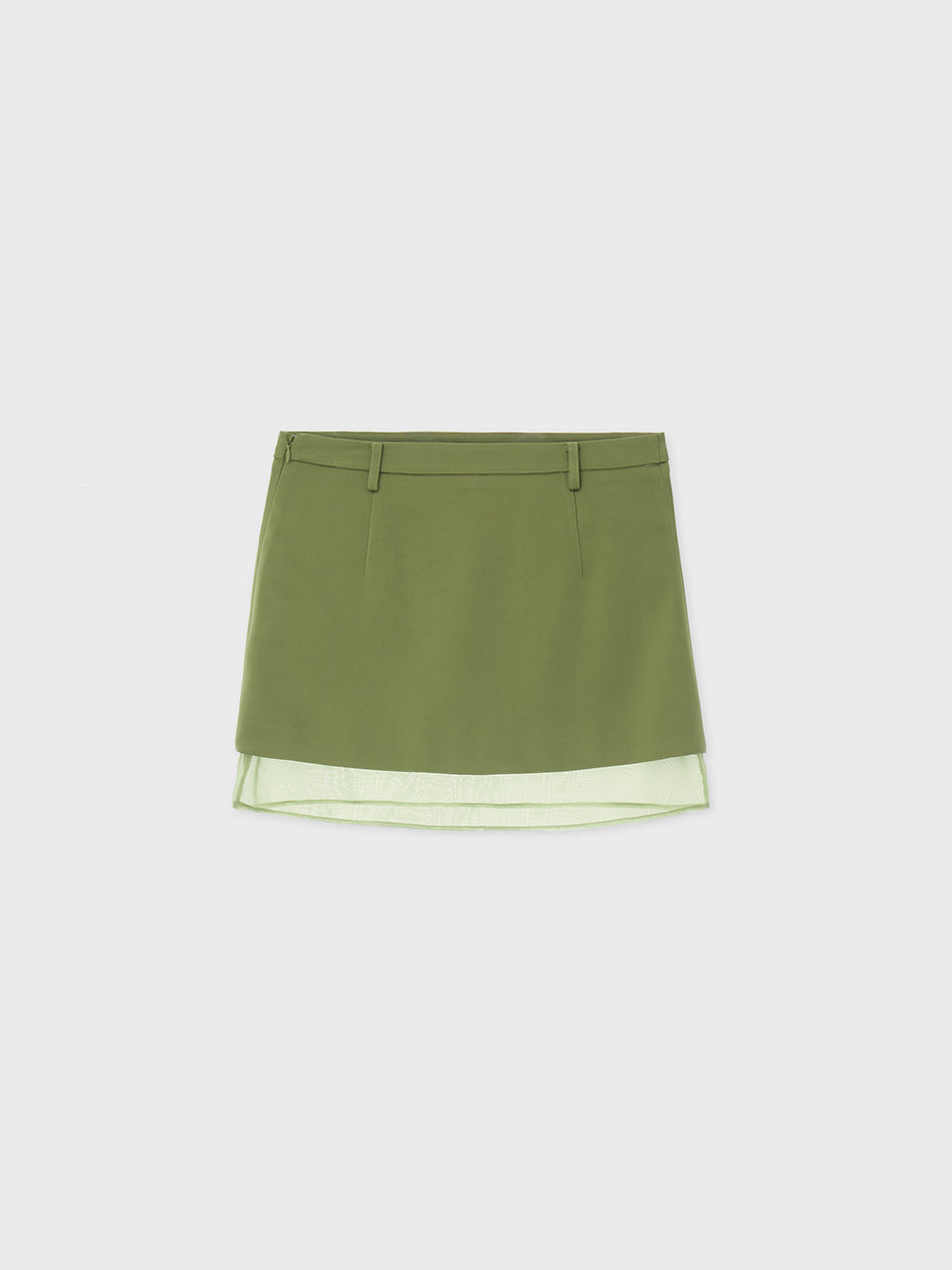 [ARIK. Arik] [24SS] [3rd Reorder] SAMAKAH Layered mini skirt Grass Green