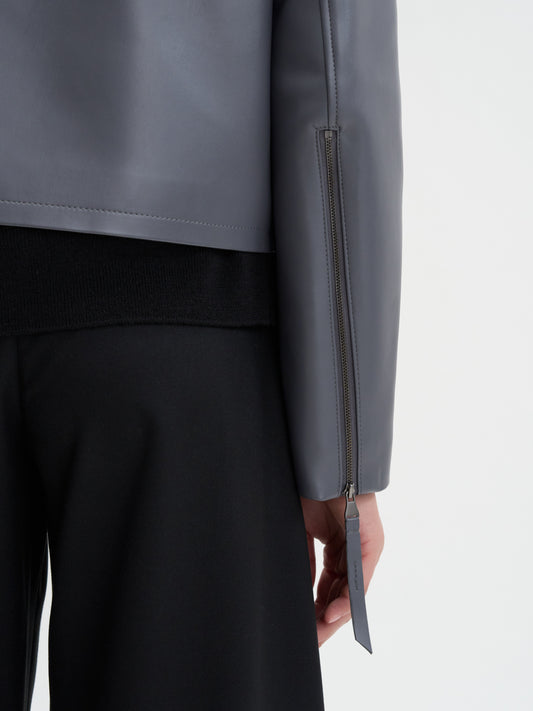 [MAGJAY] Slick Leather Jacket - GRAY