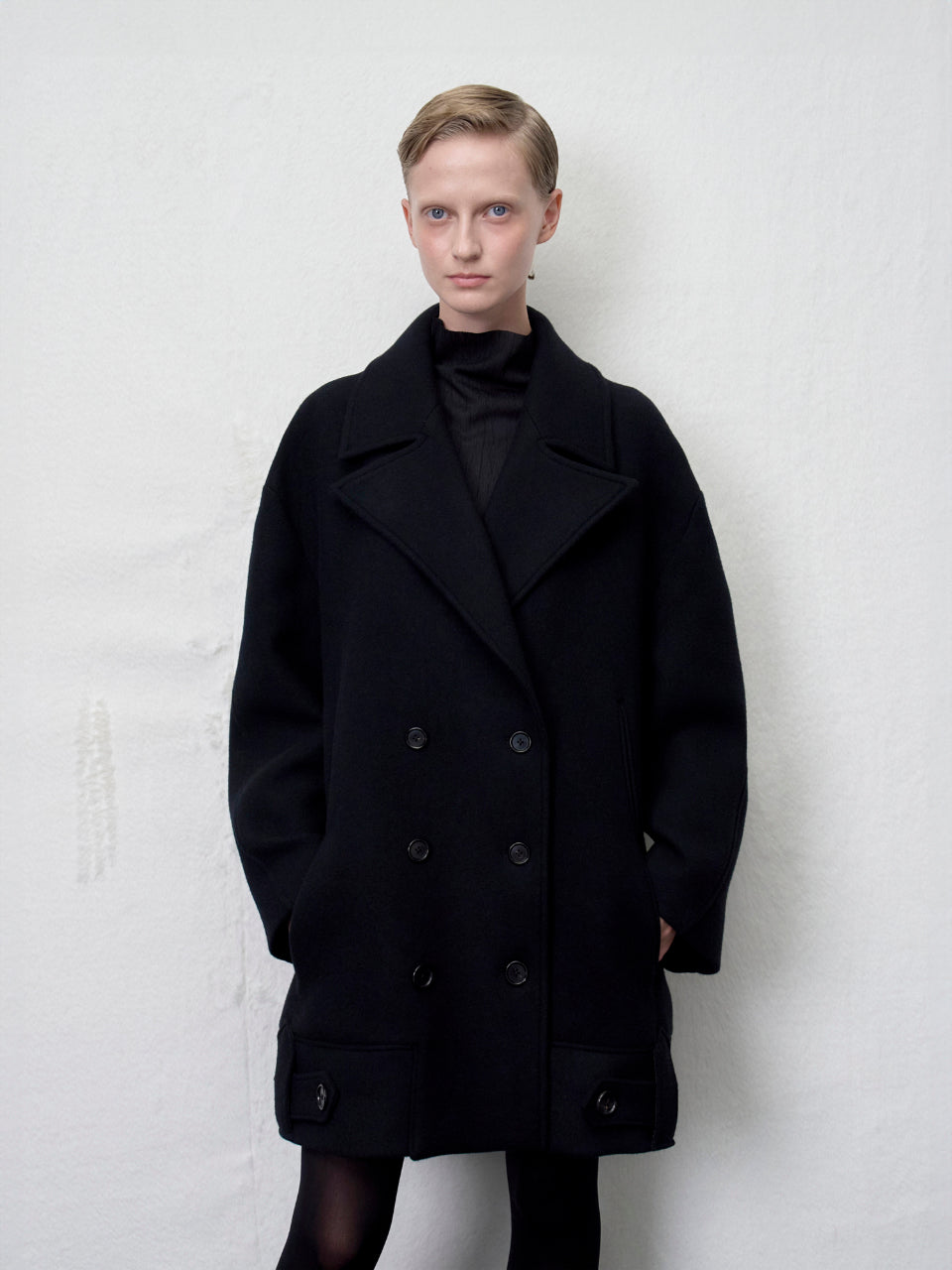 【ARIK. アリク AW】Anser wool oversized pea coat Black