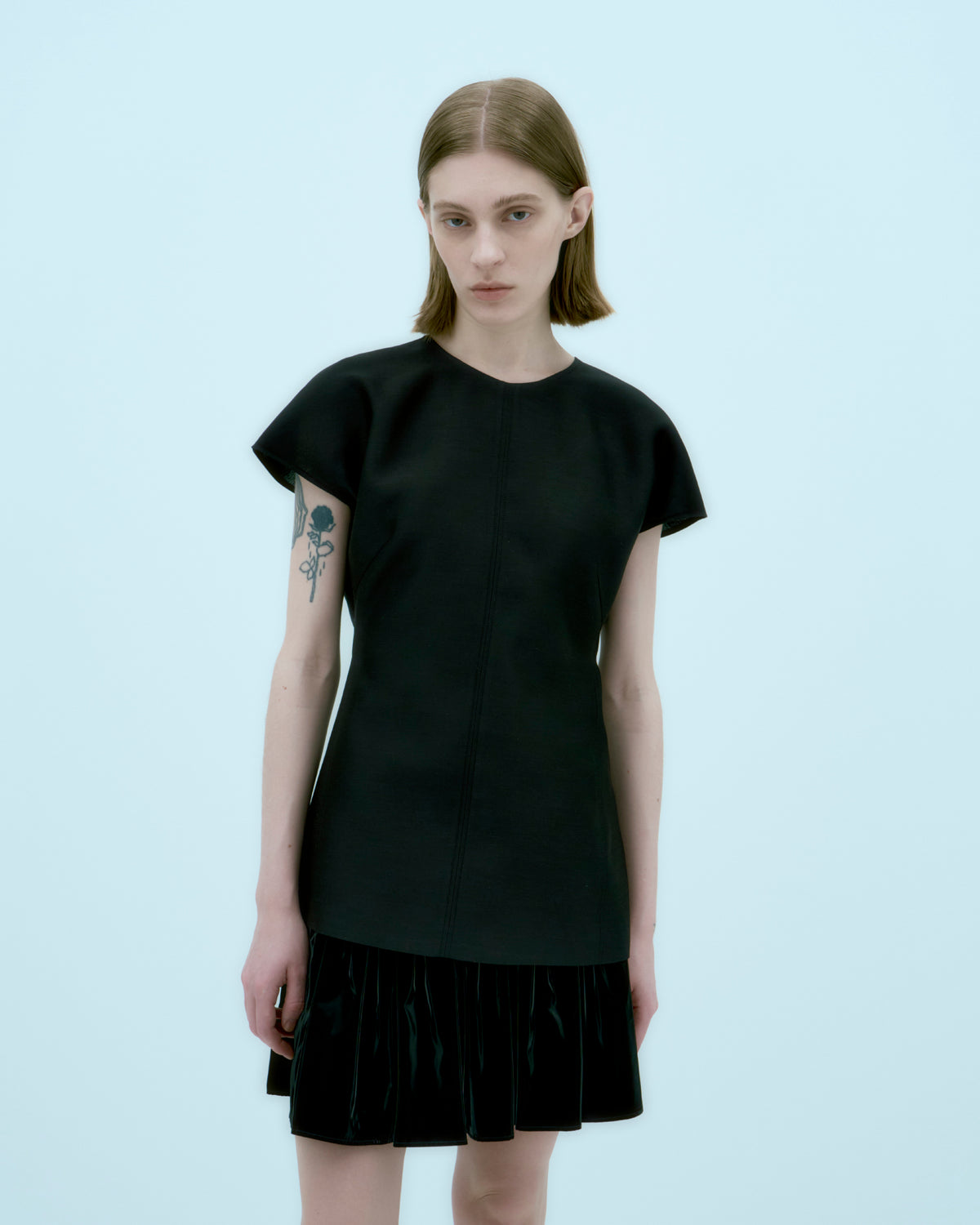 [ARIK.] [25SS] AIN silk blouse top Black