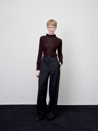 [ARIK. AW] Tarius twisted belted wide pants Black