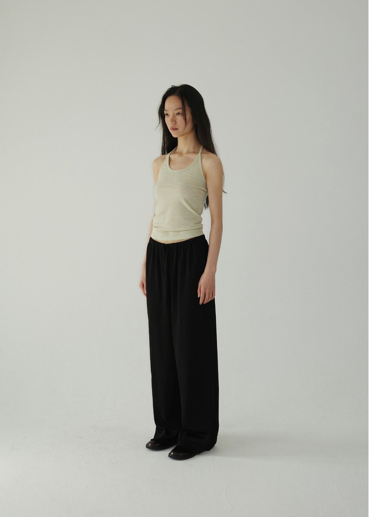 LACE TOP SET -KHAKI