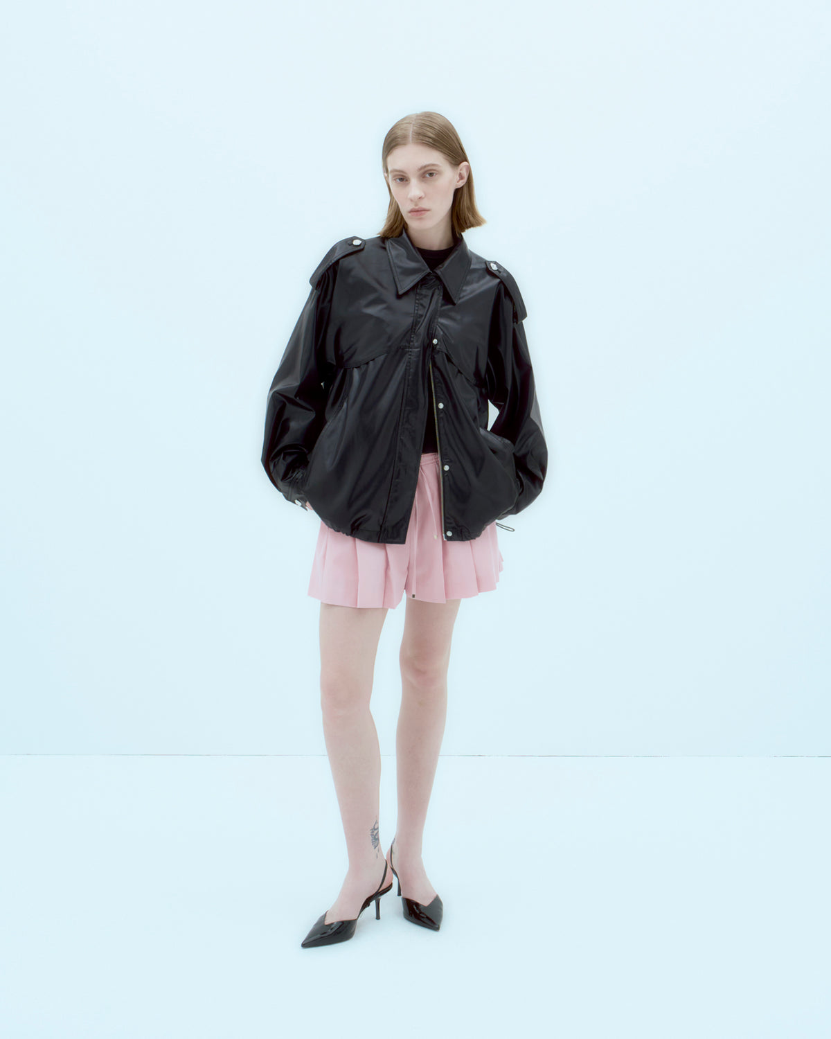 [ARIK.] [25SS] HEZE oversized trench bomber jacket Black