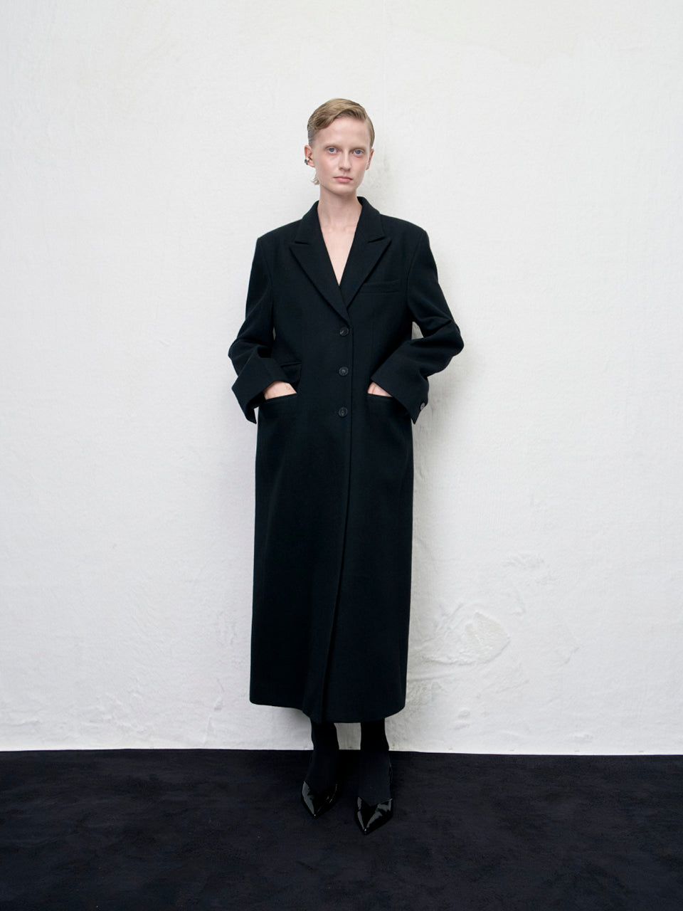 【ARIK. アリク AW】[REORDER] Libra tailored single breasted wool coat Black