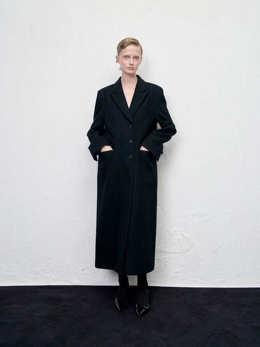 【ARIK. アリク AW】[REORDER] Libra tailored single breasted wool coat Black