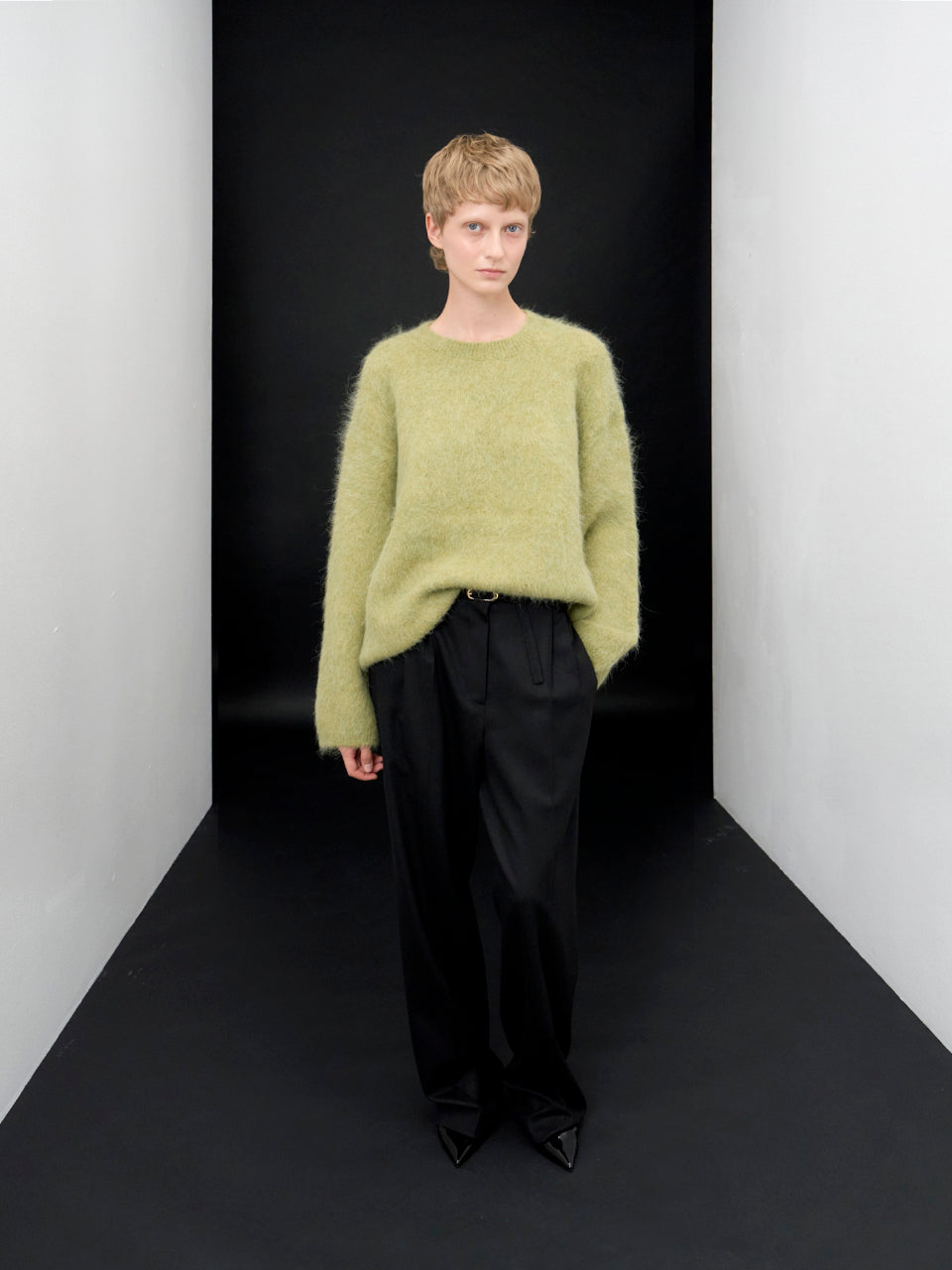 【ARIK. アリク AW】Shaula boxy alpaca knit jumper Moss Green