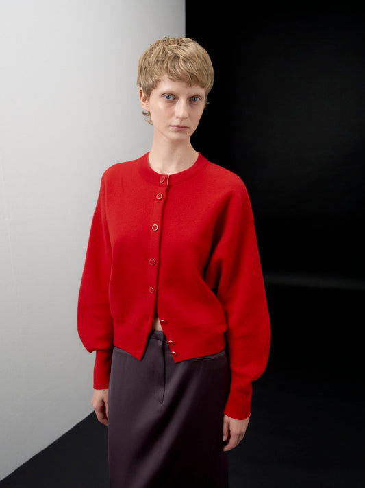 【ARIK. アリク AW】Asellus volume sleeve knit cardigan Red