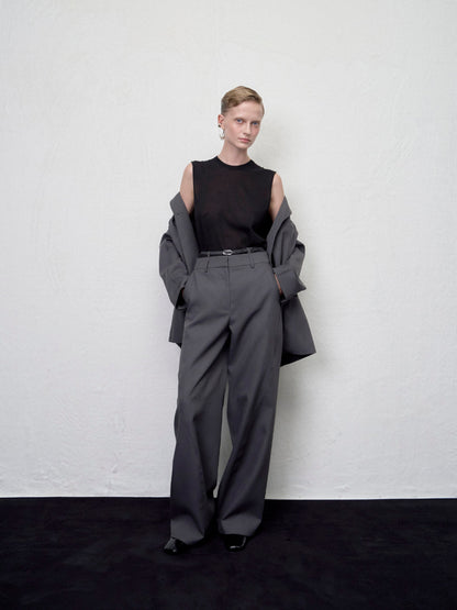 [ARIK. AW] Tarius twisted belted wide pants Gray