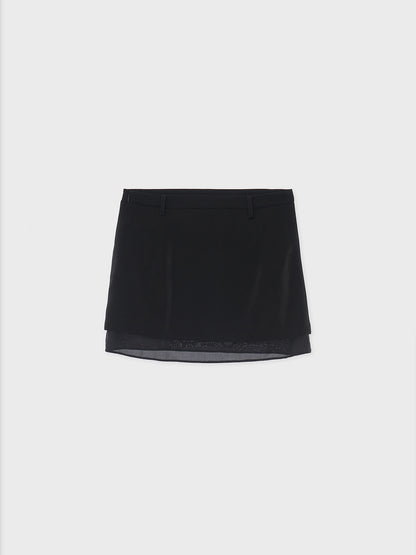 ARIK. [24SS] SAMAKAH Layered mini skirt Black