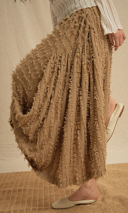 Ethnic drape long skirt Beige