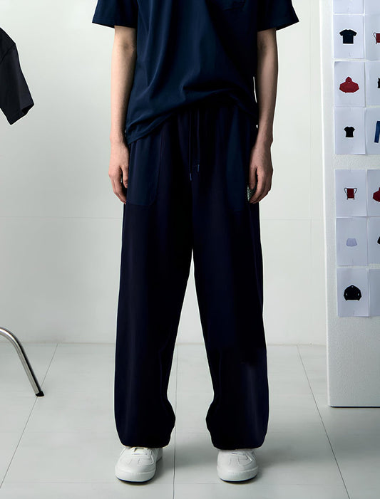 PATCH POCKET COTTON MAN SWEAT PANTS -NAVY