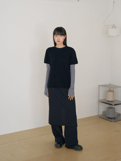 Cutoff Short Sleeve Pullover - Black 2