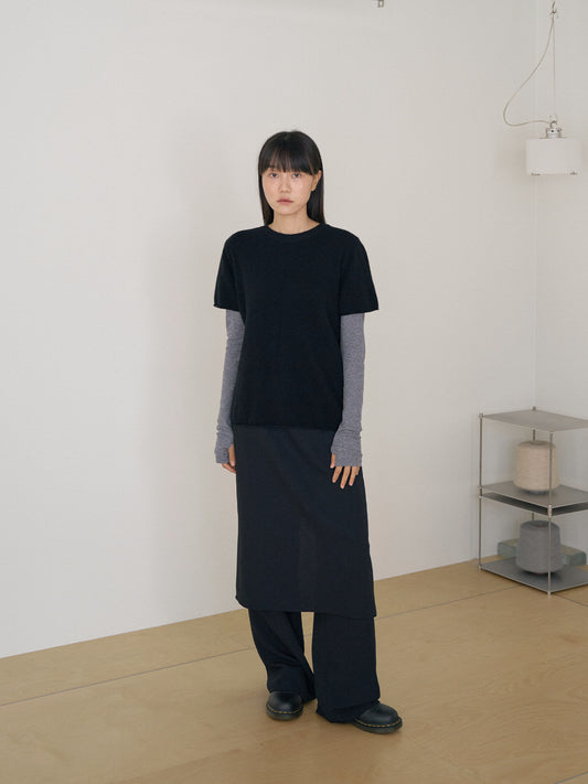 Cutoff Short Sleeve Pullover - Black 2