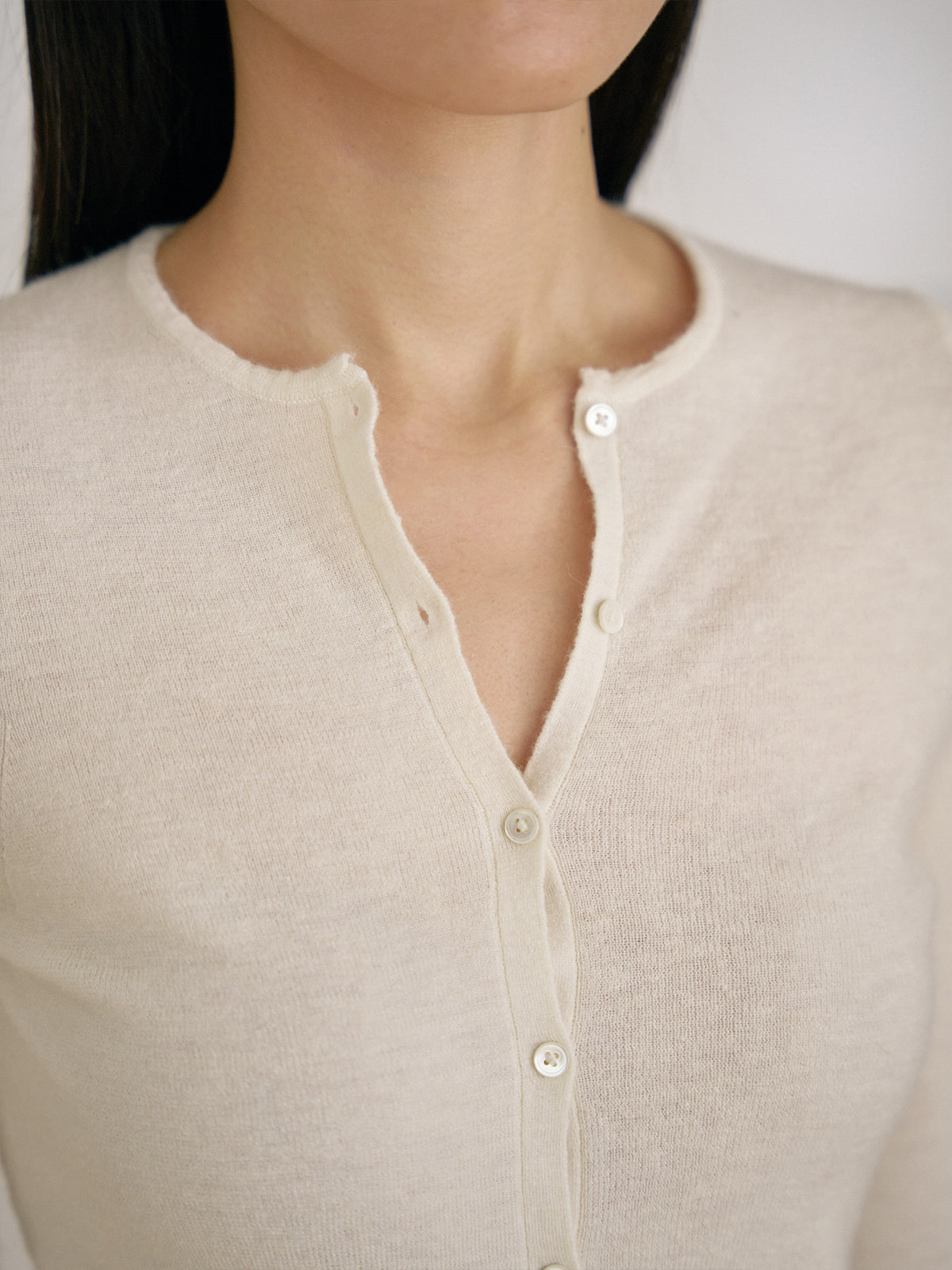 Alpaca Button Cardigan - Ivory 11
