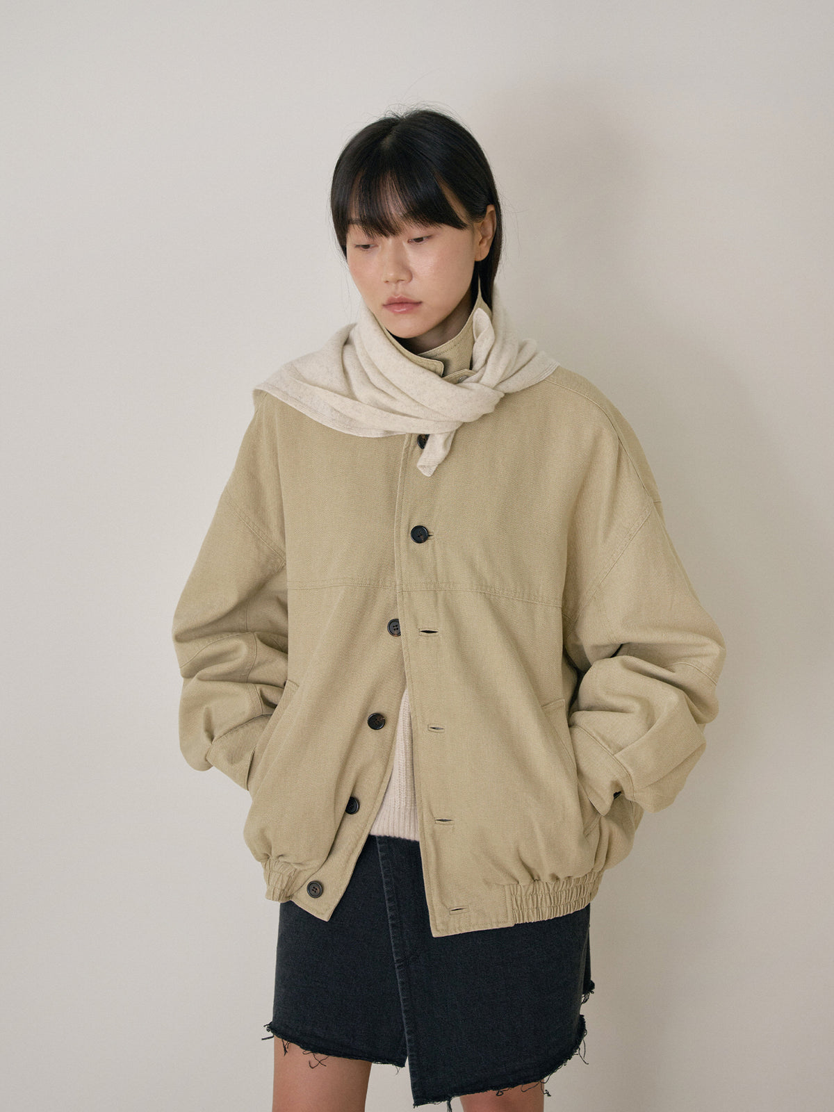 Cashmere Square Scarf - Oatmeal 8