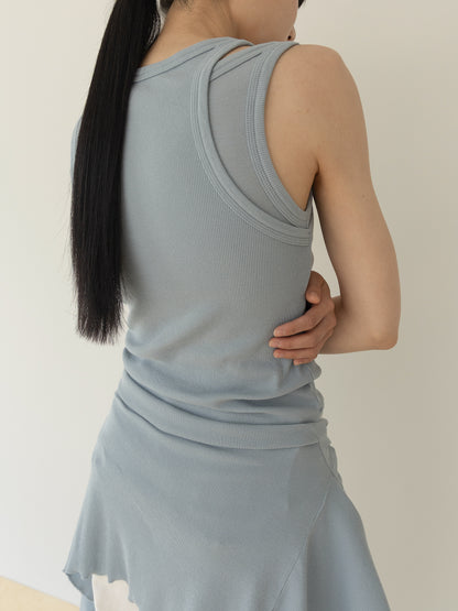 【MARAN】Mei Ribbed Sleeveles-BLUE